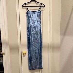 Reformation Sparkling Blue Maxi Dress - Elise Knit Dress